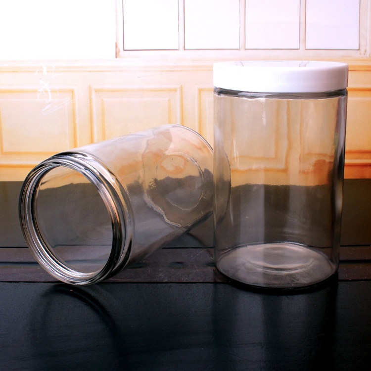 1000ml round airtight glass rice bean cereal canning food storage jars with plastic lid