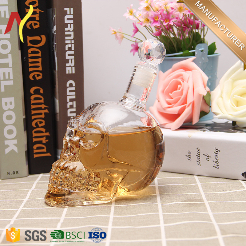 1000ml skull head shape skull bottle for vodka brandy and whiskey decanter