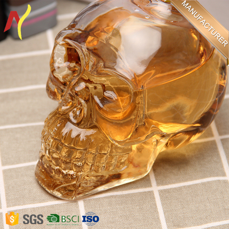 1000ml skull head shape skull bottle for vodka brandy and whiskey decanter