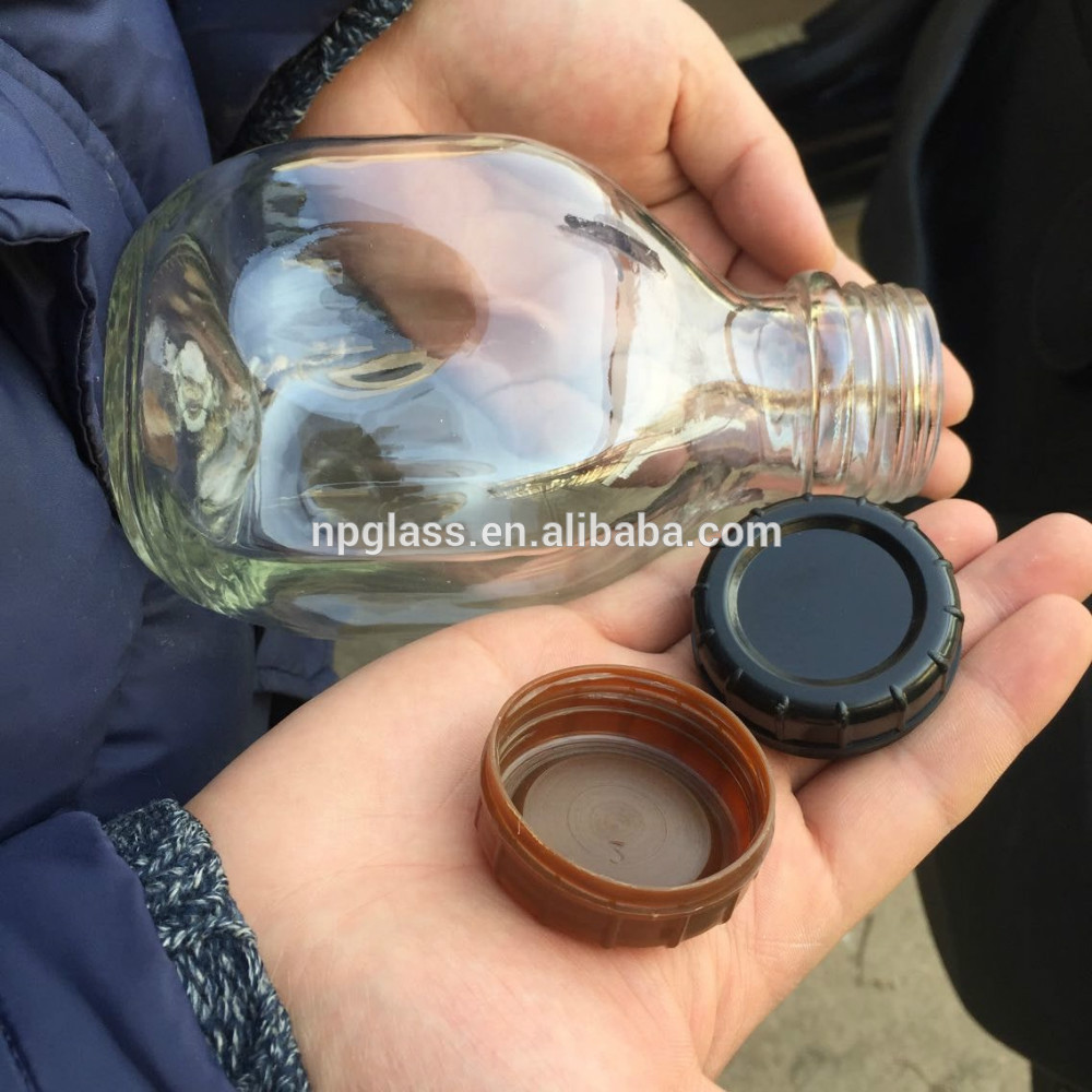 1000ml sterilized glass milk bottle with plastic cap logo print available