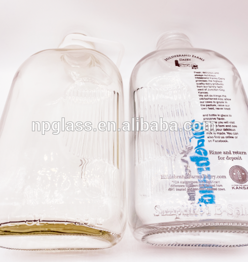 1000ml sterilized glass milk bottle with plastic cap logo print available