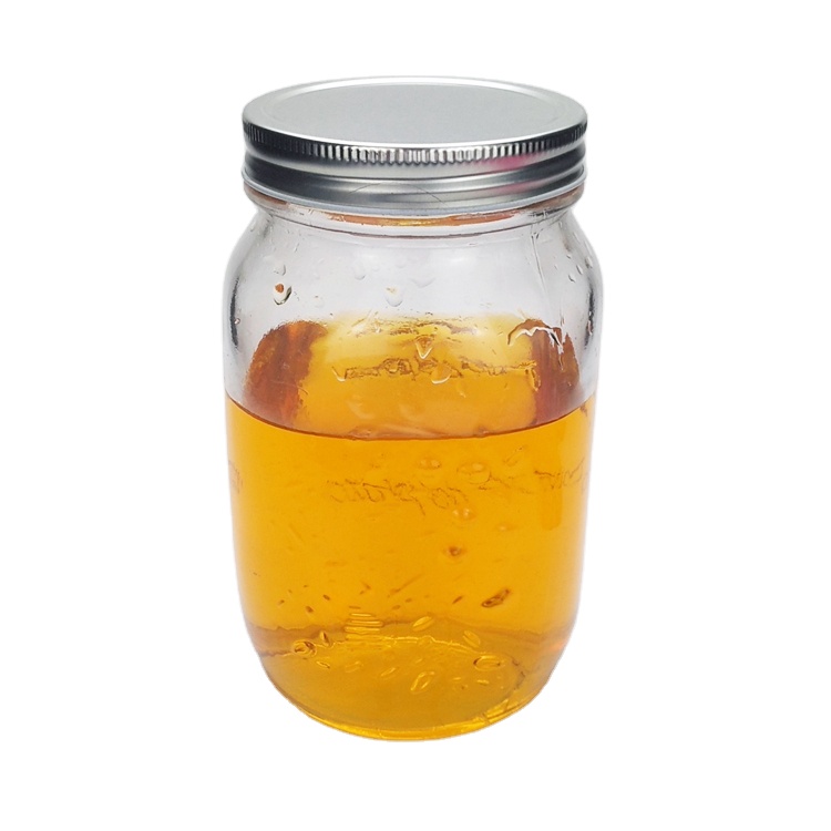 1000ml wide mouth round embossed glass mason jar with metal lid
