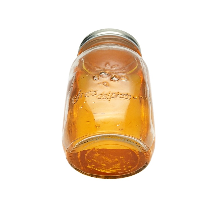 1000ml wide mouth round embossed glass mason jar with metal lid