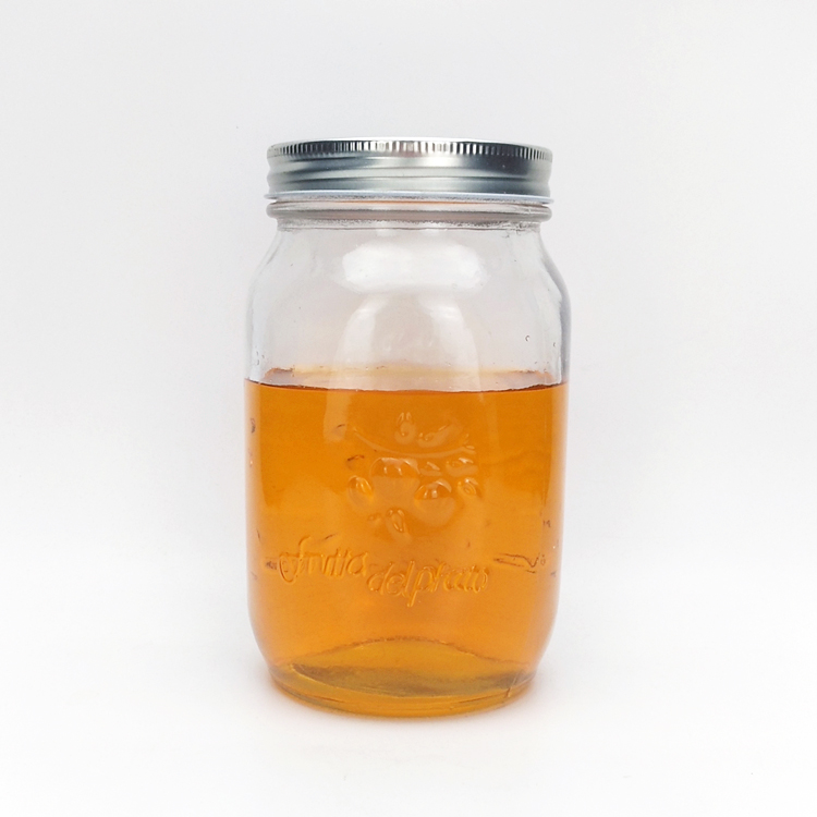 1000ml wide mouth round embossed glass mason jar with metal lid