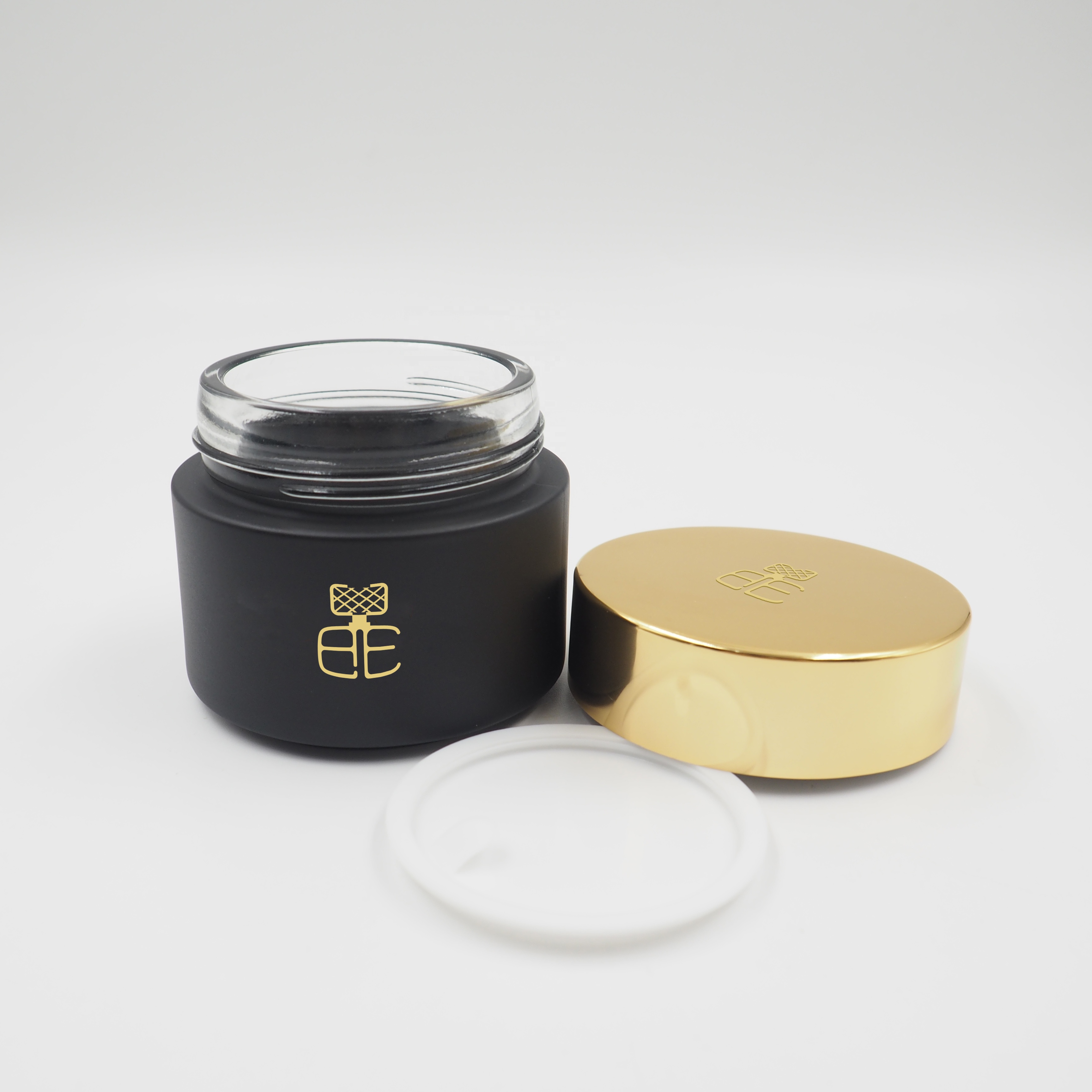 100G Matte Black Coating Bakhoor Jar With Aluminum Cap Luxury Glass Jars For Cream