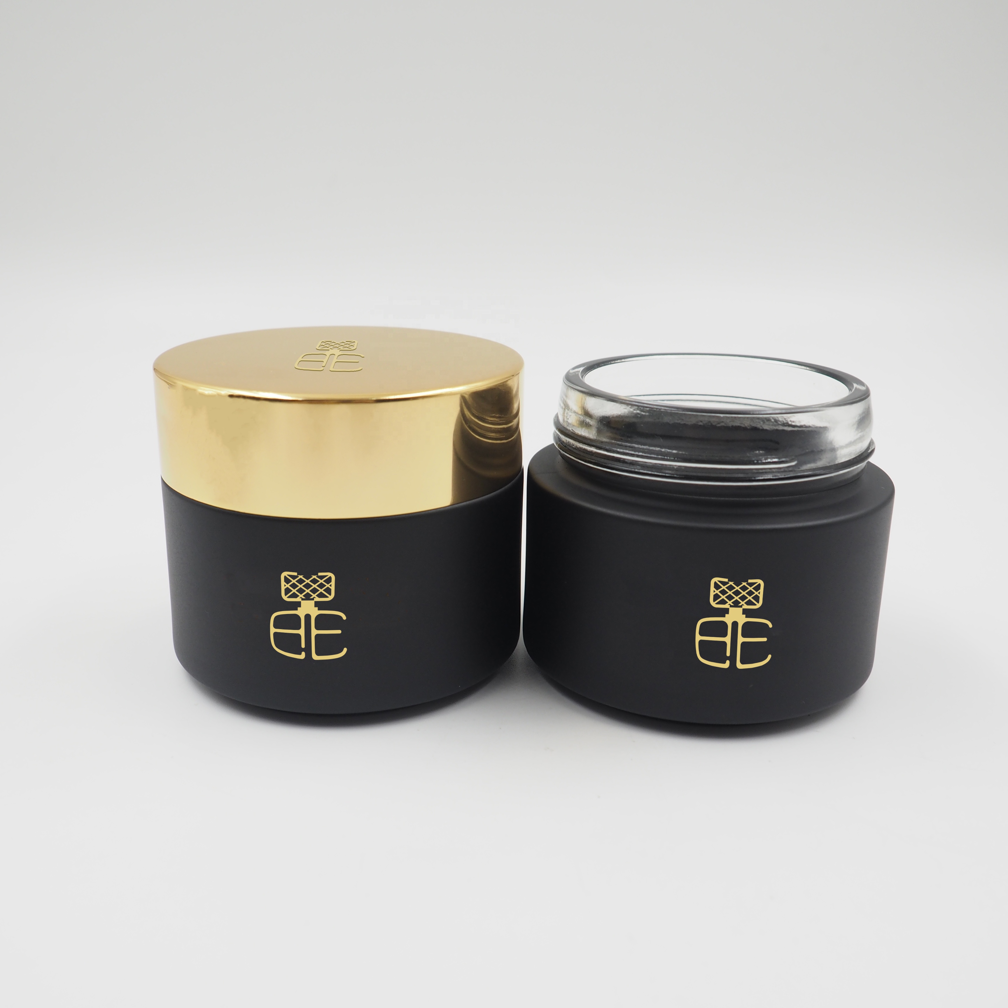 100G Matte Black Coating Bakhoor Jar With Aluminum Cap Luxury Glass Jars For Cream