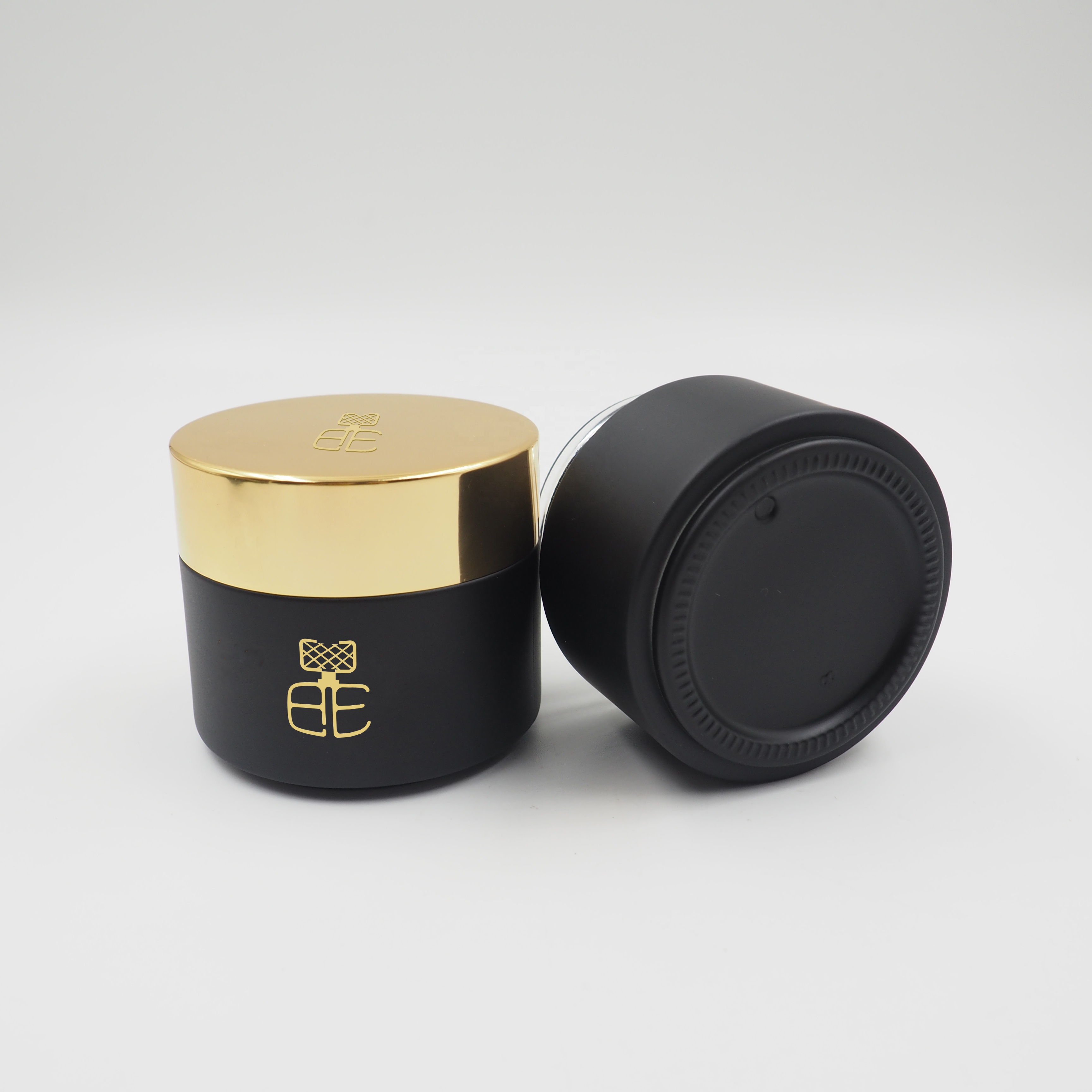 100G Matte Black Coating Bakhoor Jar With Aluminum Cap Luxury Glass Jars For Cream