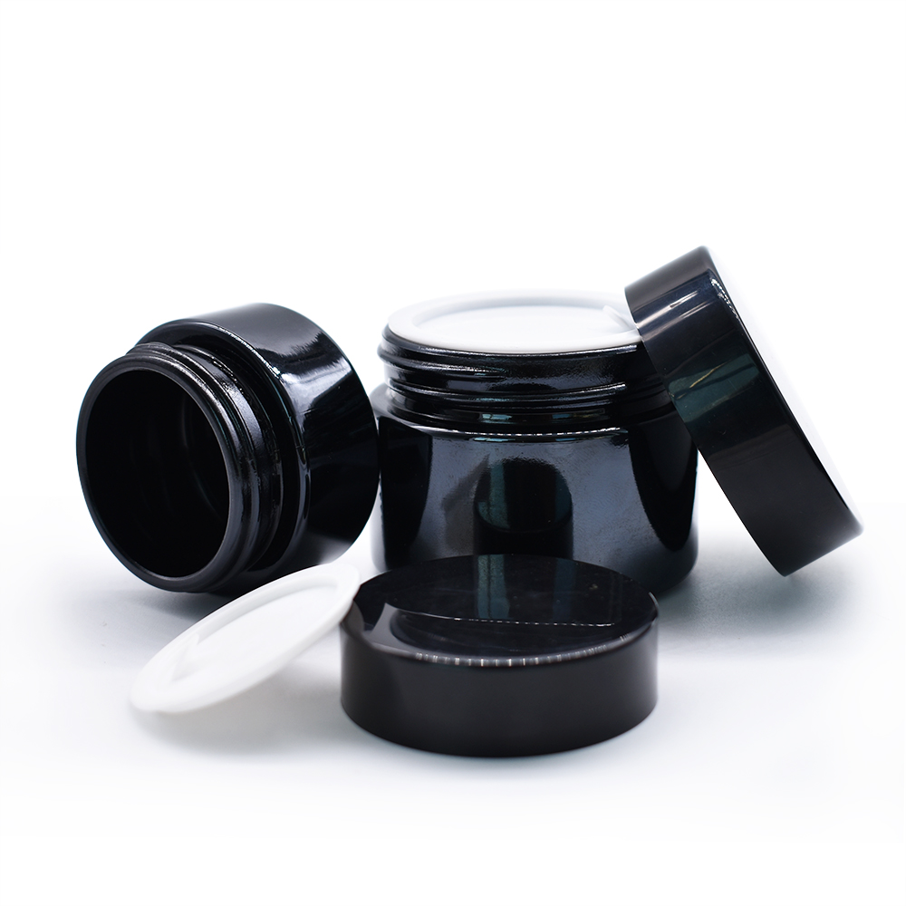 100G black glass jars for cream jars