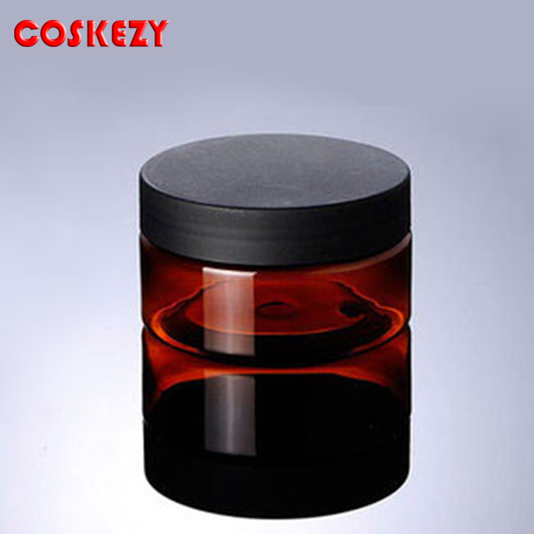 100G brown PET cream bottle Jar,100 g PET cream cans, plastic 100ml cream bottles with black matte cover Cosmetic Packaging