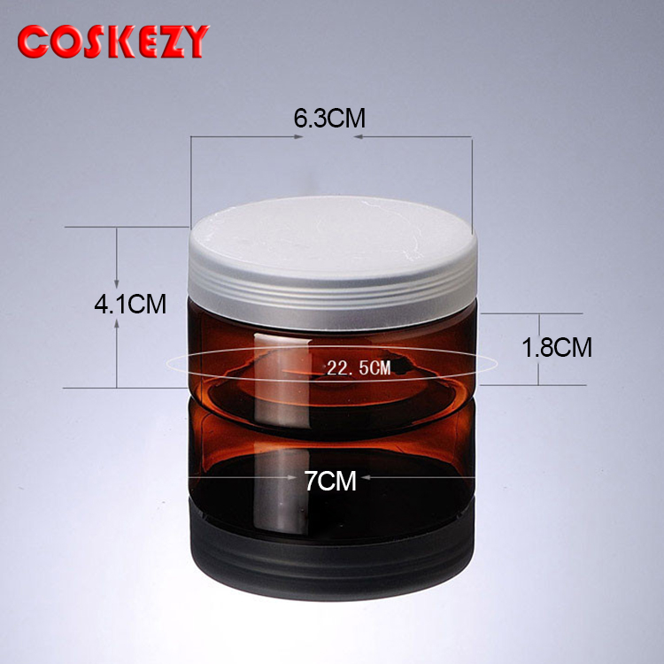 100G brown PET cream bottle Jar,100 g PET cream cans, plastic 100ml cream bottles with black matte cover Cosmetic Packaging