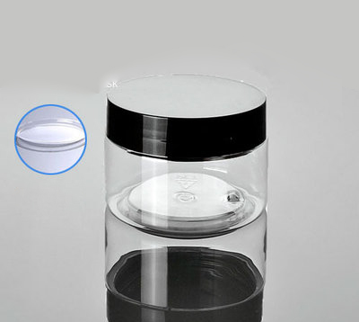 100G transparent PET cream jar with black lid,wholesale 100g cosmetic container for cream,clear PET 100 g Cosmetic Packaging