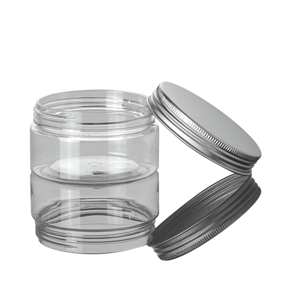 100G transparent PET cream jars with aluminum lid ,clear plastic 100 g cosmetic container, wholesale clear Cosmetic Jar 100g