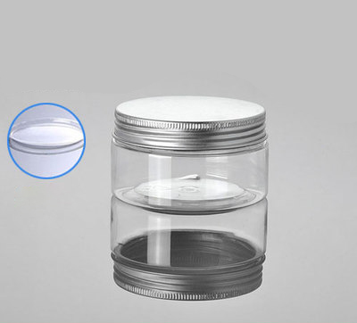 100G transparent PET cream jars with aluminum lid,clear plastic 100 g cosmetic container, wholesale clear Cosmetic Jar 100g