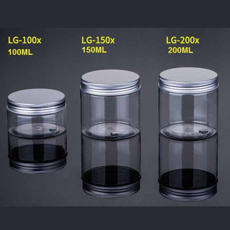 100ML/150ML/200ML Clear Bottom Aluminum Metal Cap Amber Empty Cream Jar,Plastic Cosmetic Jar