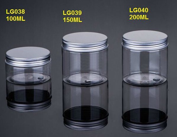 100ML/150ML/200ML Clear Bottom Aluminum Metal Cap Amber Empty Cream Jar Plastic, jar for cosmetics 100 ml