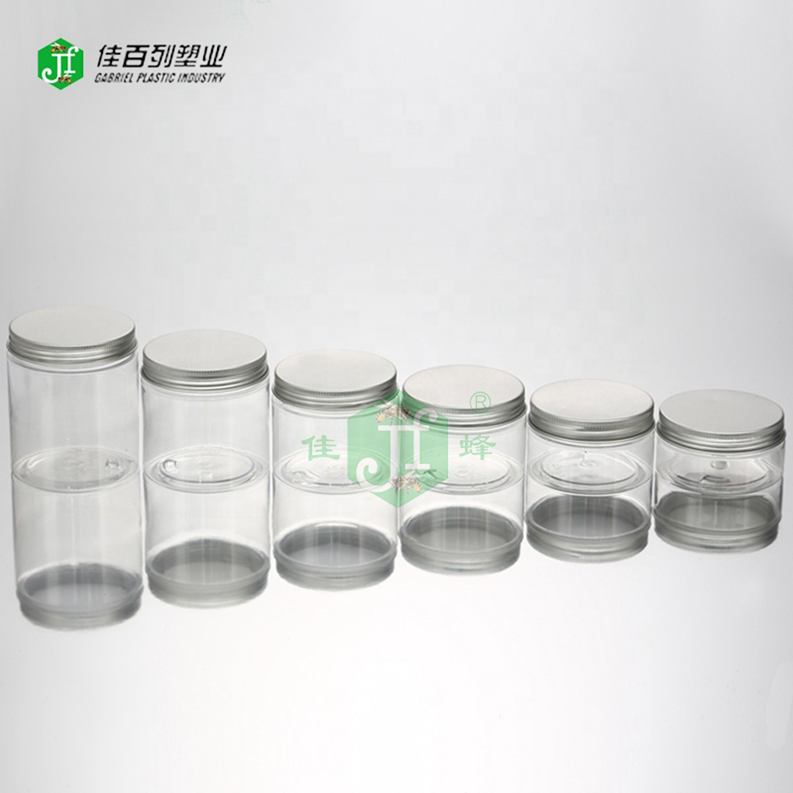 100ML/150ML/200ML Clear Bottom Aluminum Metal Cap Amber Empty Cream Jar Plastic, jar for cosmetics 100 ml