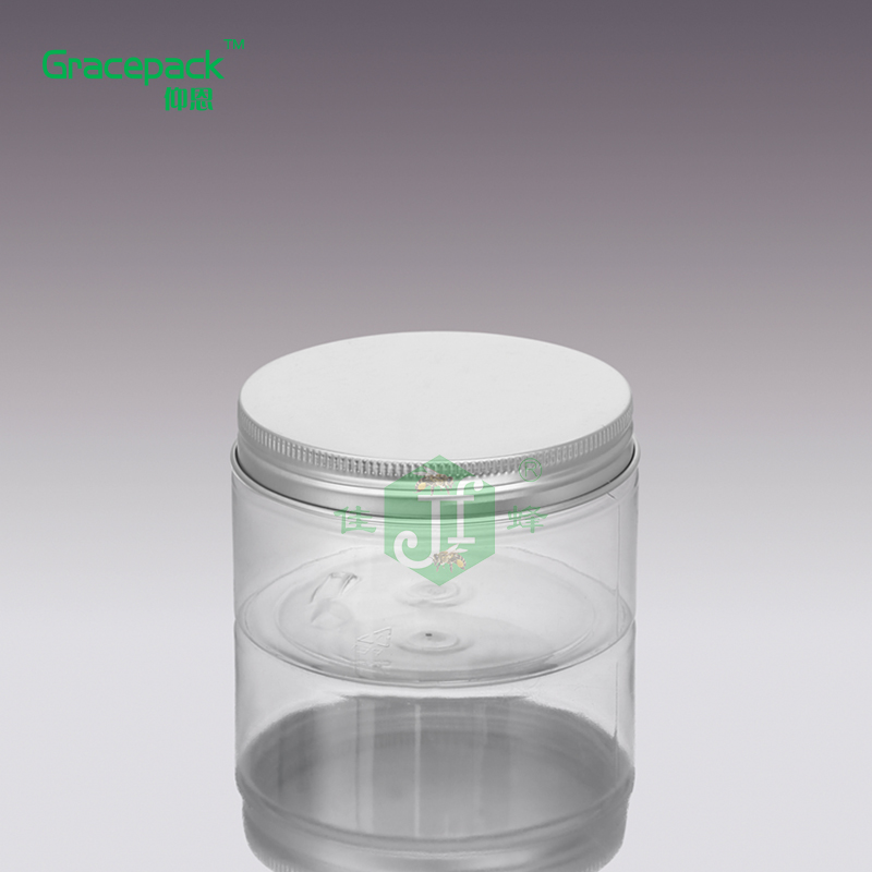 100ML/150ML/200ML Clear Bottom Aluminum Metal Cap Amber Empty Cream Jar Plastic, plastic jar metal lid biodegradable