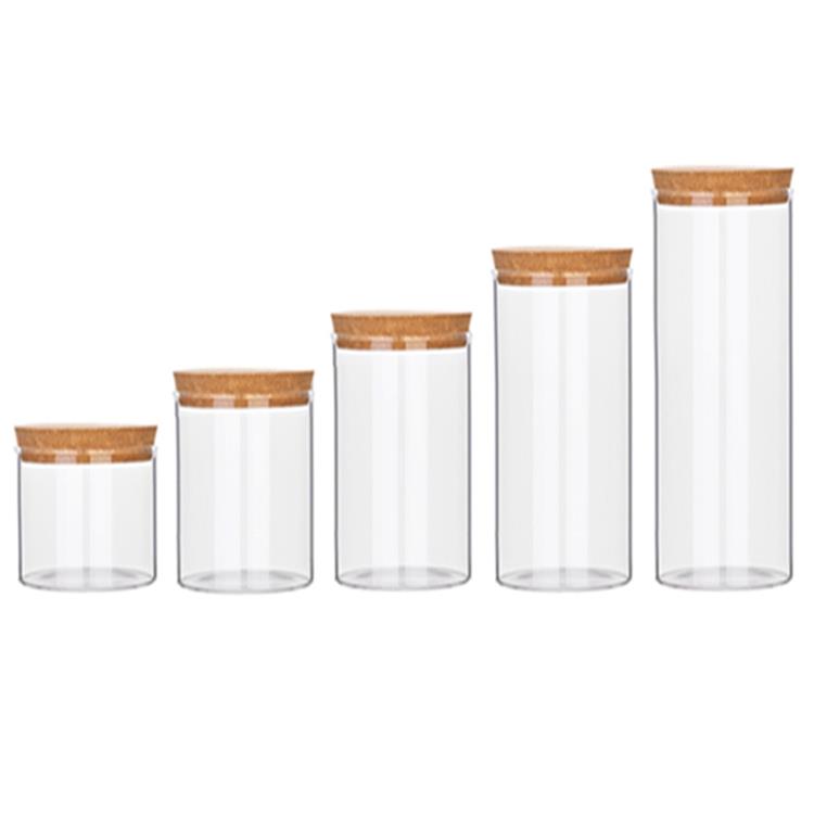 100ML-2000ML Square And Round Wide Mouth Empty Clear Storage Honey Jar Glass With Wooden Lid