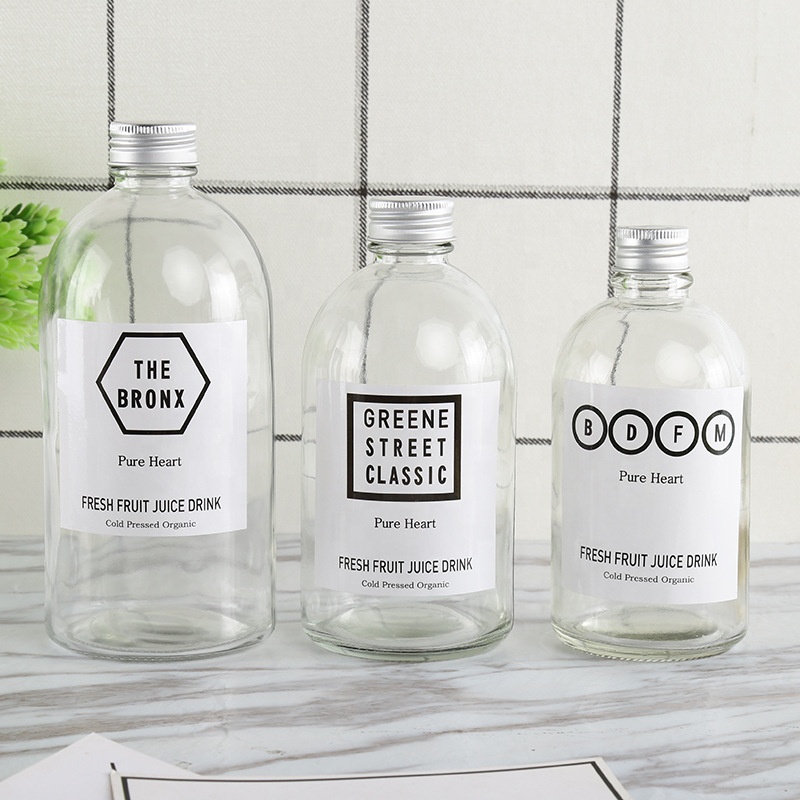 100ML 200ML 250ML 350ML Round Beverage Bottle Juice Wine Glass Bottle With Aluminum Cap