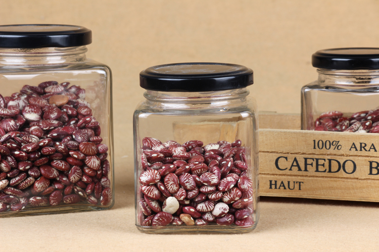 100ML 200ML,380ML 500ML Food Jam Honey JarSquare Glass Bottle With Tinplate Cap Lid