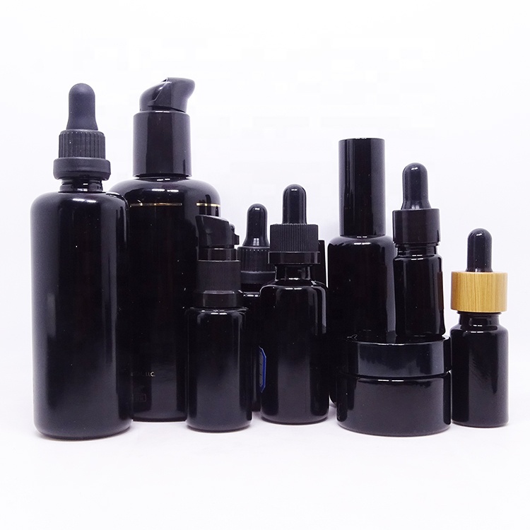 100ML 200ML dark violet glass bottles cosmetic lotion cream bottles black uv glass jar