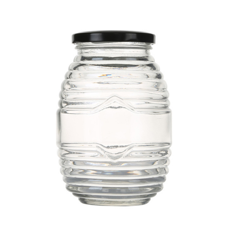 100ML 250ML 500ML 1000ML honeycomb shaped honey glass jar with metal screw lid