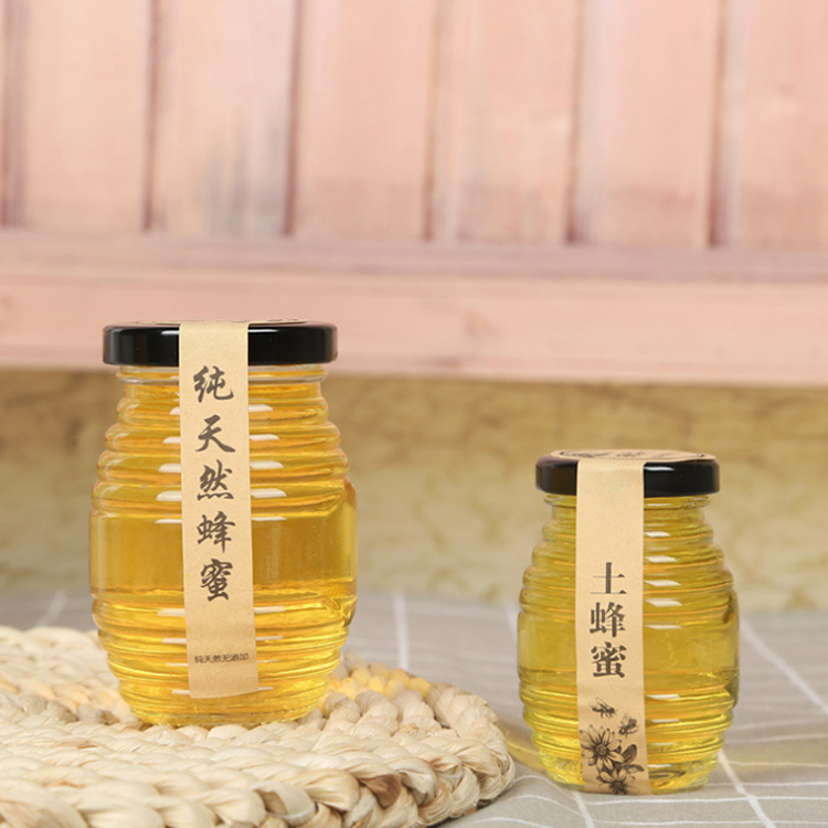 100ML 250ML 500ML 1000ML honeycomb shaped honey glass jar with metal screw lid