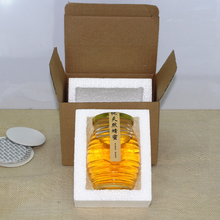 100ML 250ML 500ML 1000ML honeycomb shaped honey glass jar with metal screw lid