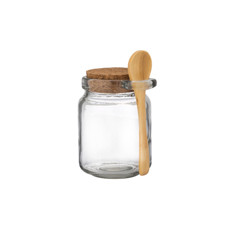 100ML 250ML 8oz Spice Glass Honey Jar Bath Salt Storage Glass Jar with Bamboo Spoon and Wooden Cork