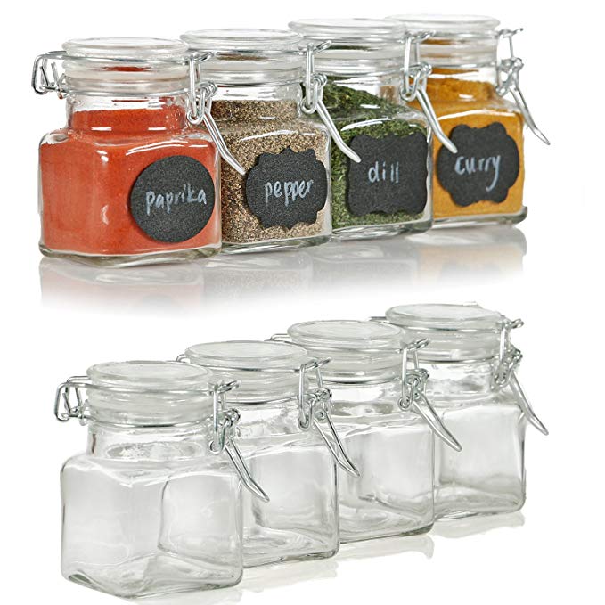 100ML 3.4 Ounce Mini Clear Glass Spice Jar for Tea Spice Kitchen Food