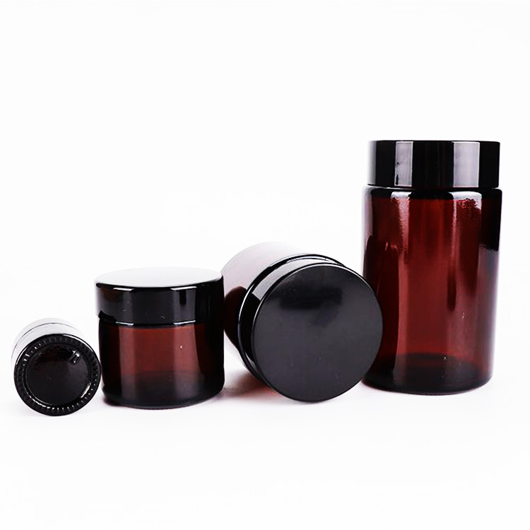 100ML 500ML Amber Wide Mouth Straight Sided Glass Storage Jar For Food Canning Candle Spice Cream