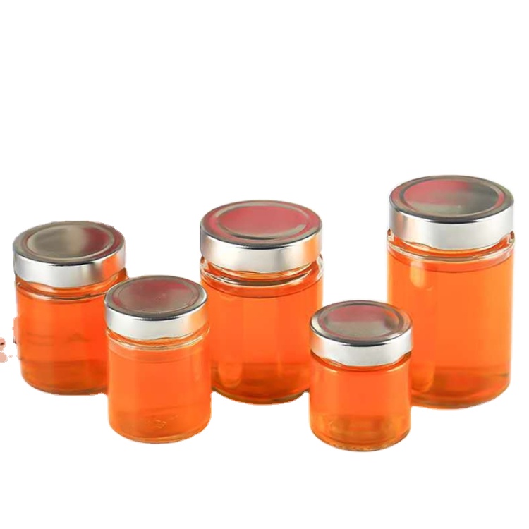 100ML cylinder caviar glass jar with metal screw lid