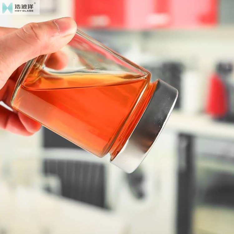100ML cylinder caviar glass jar with metal screw lid