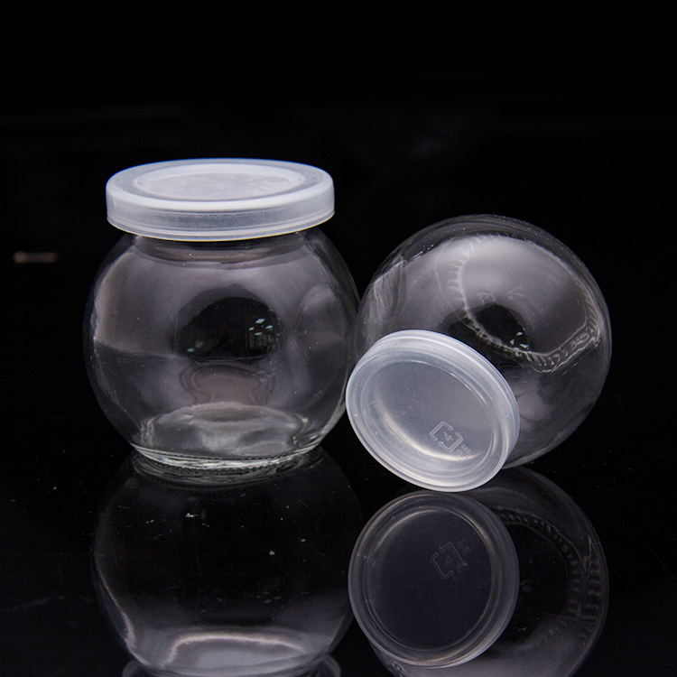 100Ml 200Ml Clear Glass Pudding Jar With Plastic Lid