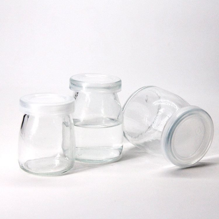 100Ml 200Ml Clear Glass Pudding Jar With Plastic Lid
