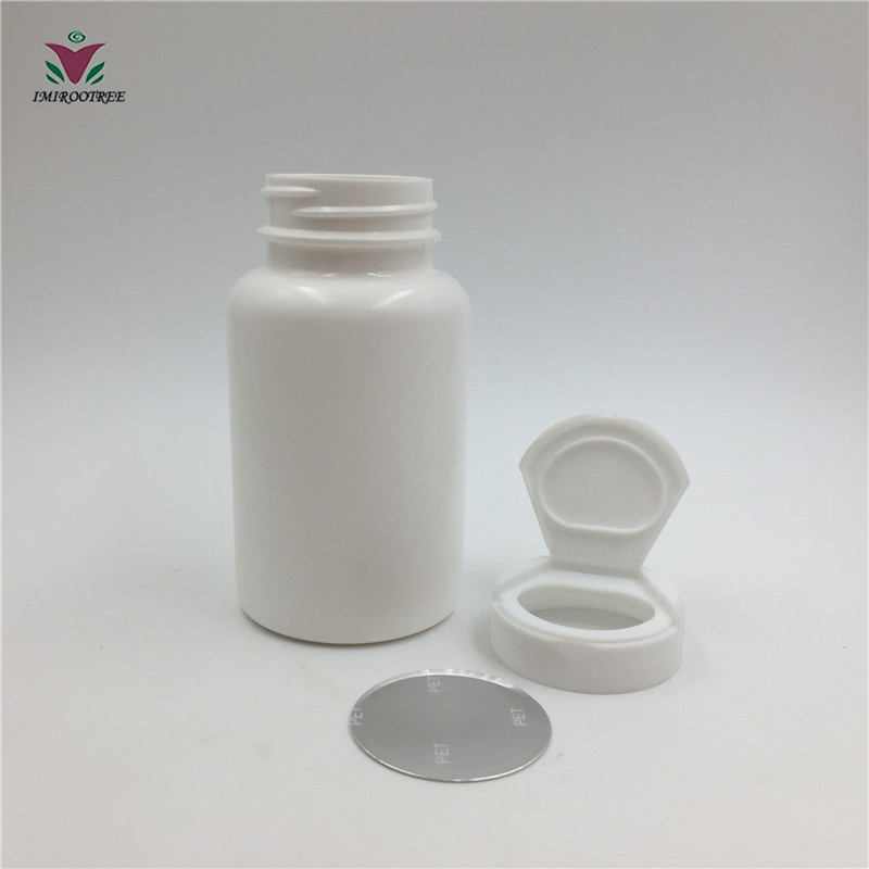 100cc 150cc HDPE Empty Pharmaceutical Plastic Bottles White Vitamin Bottles with Flip Top Cap