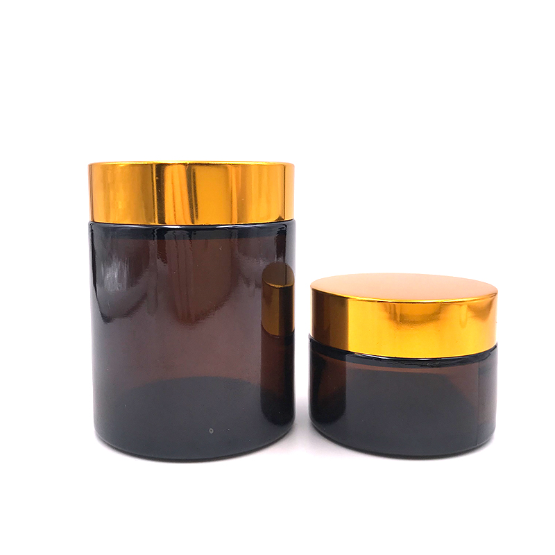 100g 100ml amber glass cream jar with golden lid eco friendly cosmetic containers