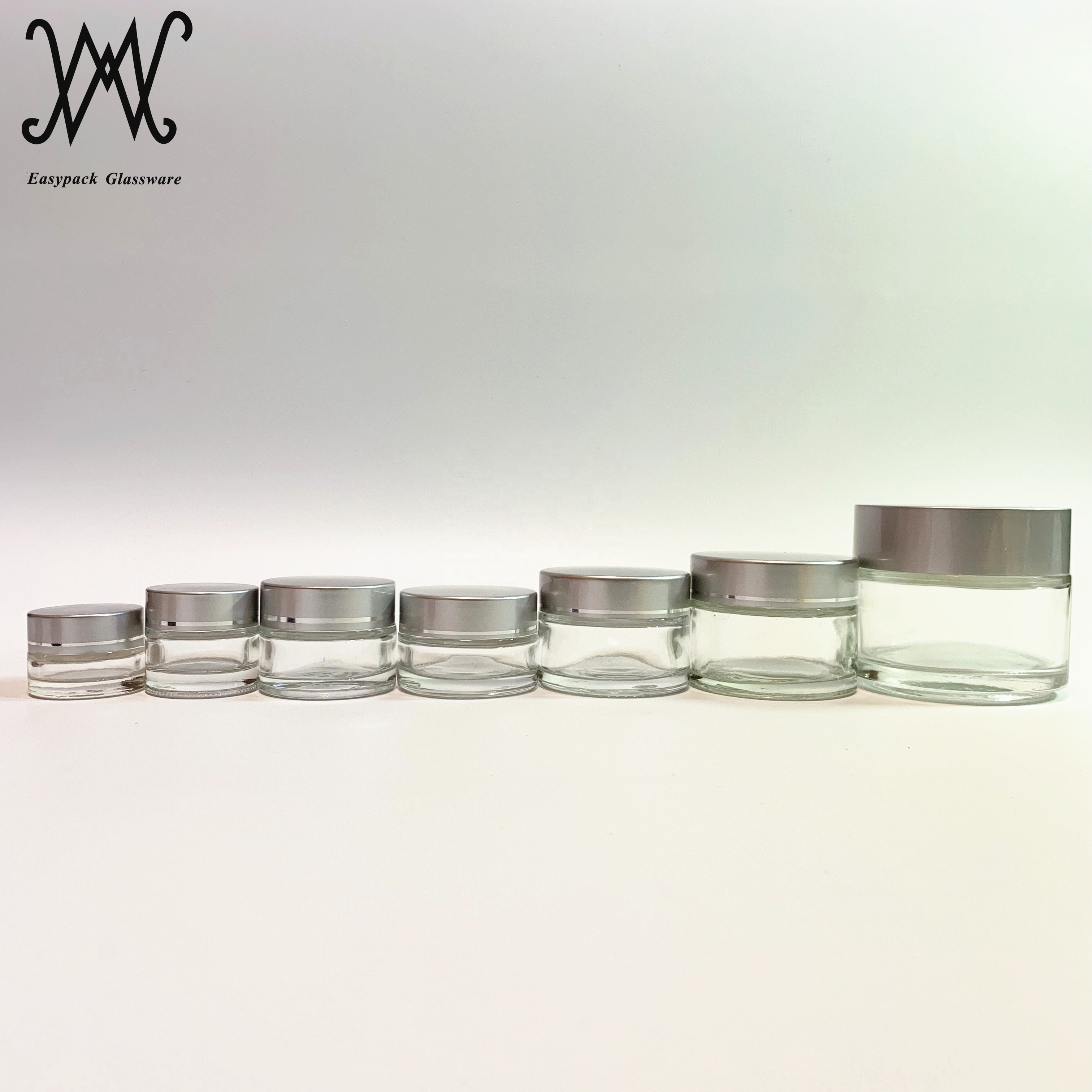 100g 100ml clear glass cosmetic packaging jar with gold metal lid for cream oil