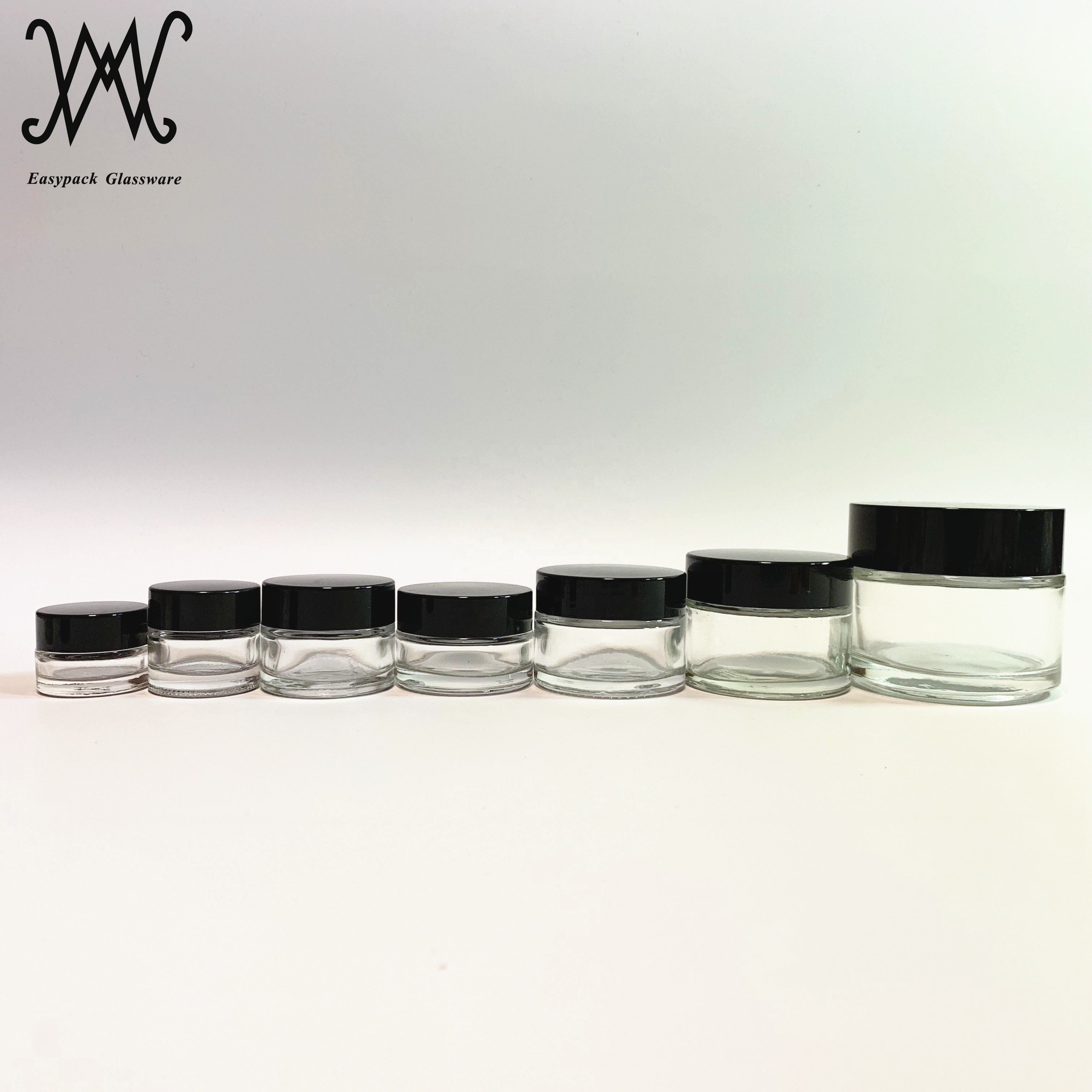 100g 100ml clear glass cosmetic packaging jar with gold metal lid for cream oil