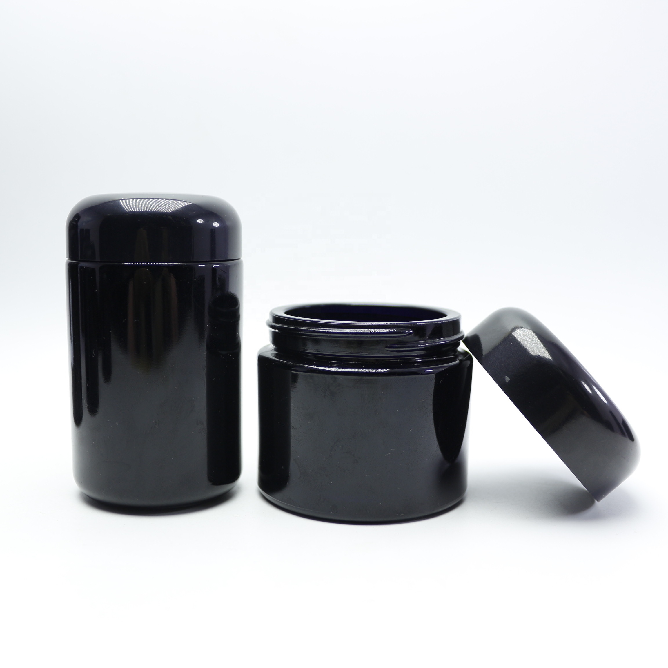 100g 100ml custom black uv high quality dark violet glass jar with screw cap for eye cream body butter packaging luxury DVB-31B