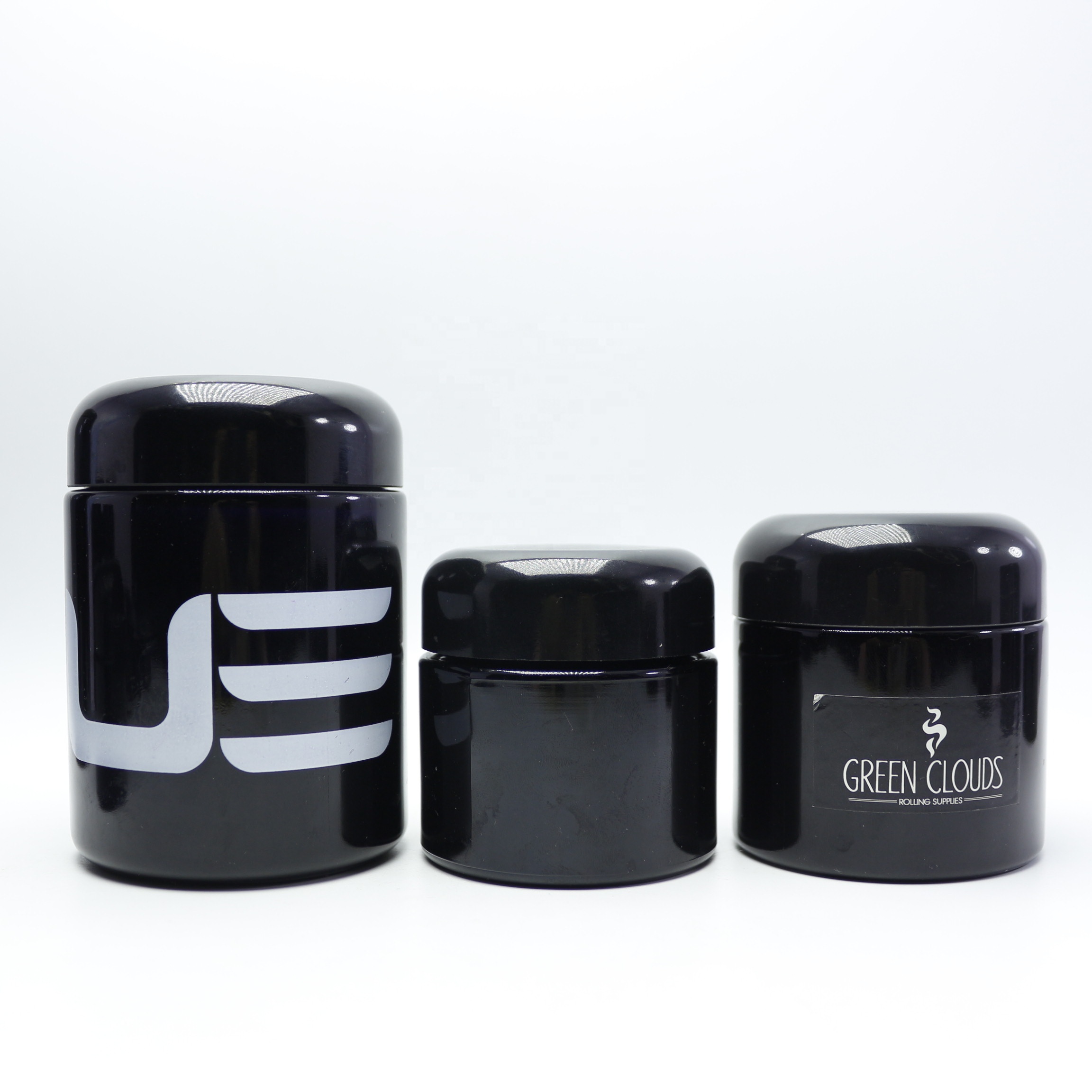 100g 100ml custom black uv high quality dark violet glass jar with screw cap for eye cream body butter packaging luxury DVB-31B