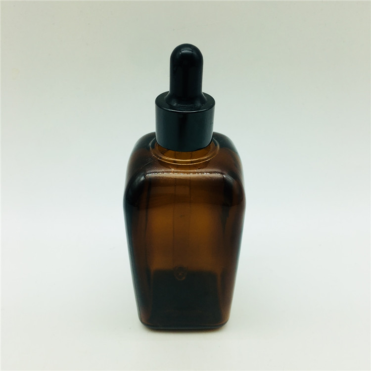 100g 100ml square shape brown amber color glass dropper bottle for essence and cream