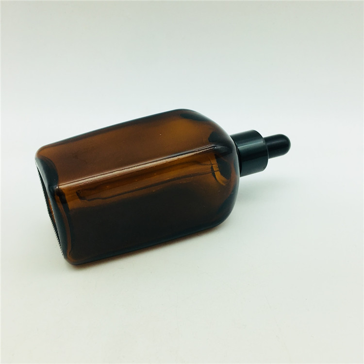 100g 100ml square shape brown amber color glass dropper bottle for essence and cream