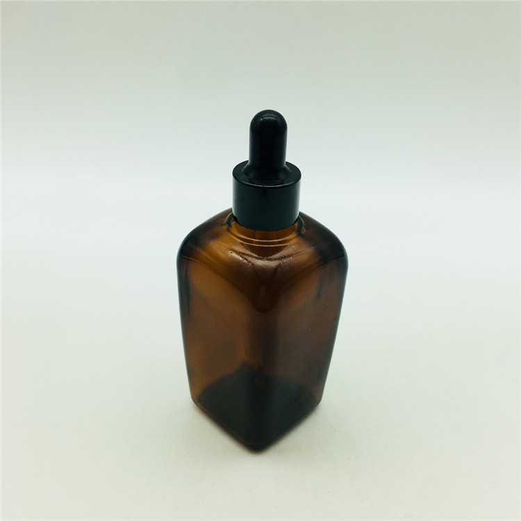 100g 100ml square shape brown amber color glass dropper bottle for essence and cream