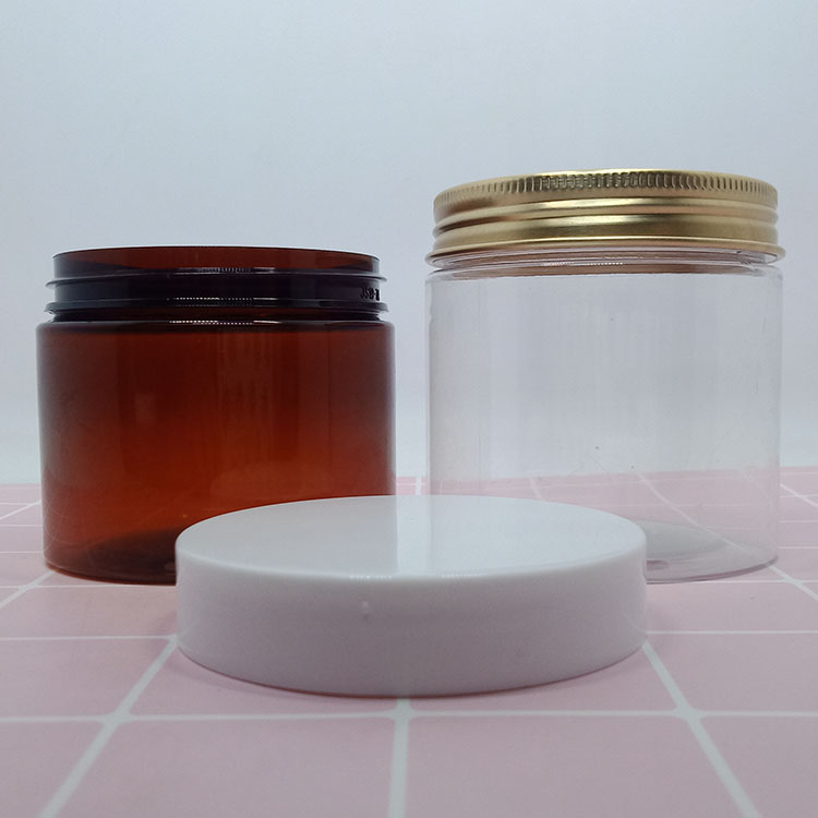 100g 120g 150g 200g frosted amber and clear plastic PET jar with aluminum lid