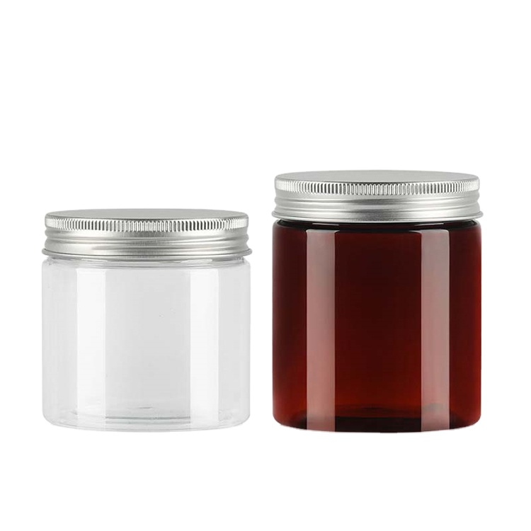 100g 120g 150g 250g 3oz 5oz 8oz cosmetic packaging clear amber blue black pet plastic cream jar with plastic pp lid