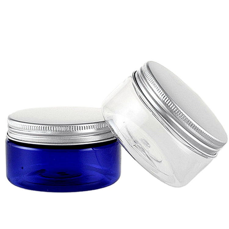 100g 120g 150g 250g 3oz 5oz 8oz cosmetic packaging clear amber blue black pet plastic cream jar with plastic pp lid