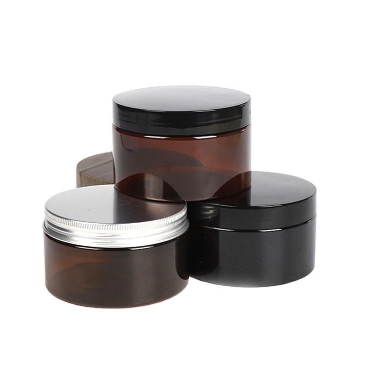 100g 150g 200g 250g 300g 500g Cosmetic Container Amber Plastic Skincare Cream Jars with black cap screw Top