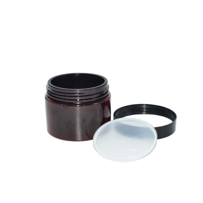 100g 150g 200g 250g 300g 500g Cosmetic Container Amber Plastic Skincare Cream Jars with black cap screw Top