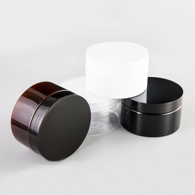 100g 150g 200g 250g 300g 500g Cosmetic Container Amber Plastic Skincare Cream Jars with black cap screw Top